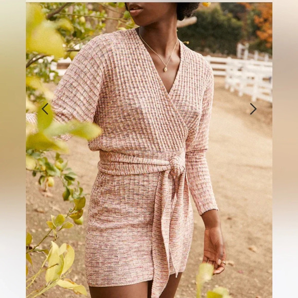 Saylor NWT “Midge”  Faux Wrap Knit Long Sleeve Sweater Mini Dress Size M… - Picture 3 of 13